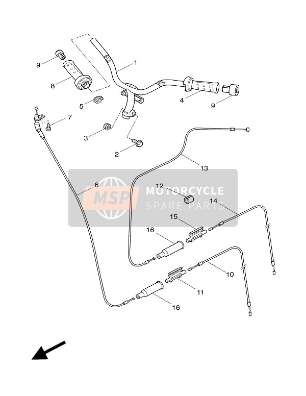 Yamaha YQ50L AEROX TOYOTA 2003 Manija de dirección & Cable para un 2003 Yamaha YQ50L AEROX TOYOTA